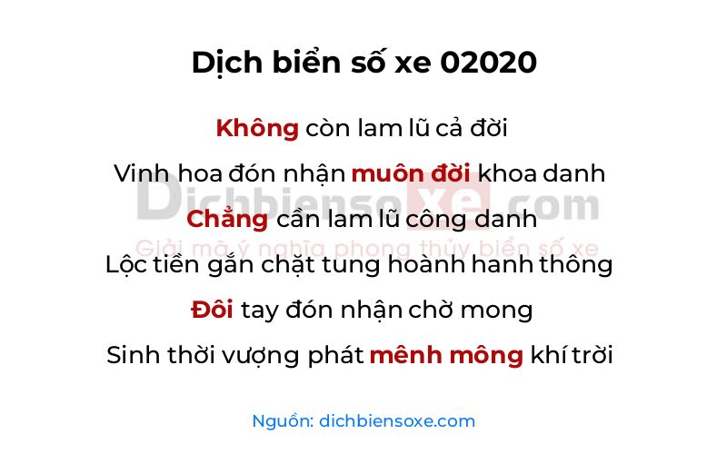 Dịch thơ biển số 02020