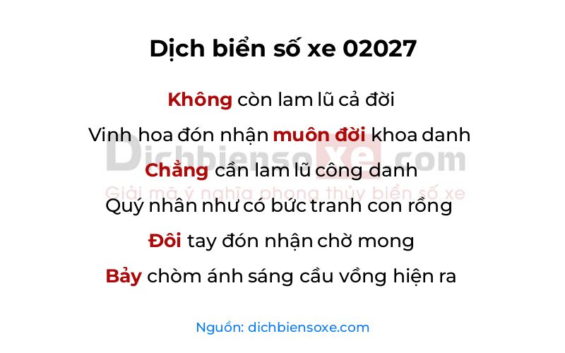 Dịch thơ biển số 02027