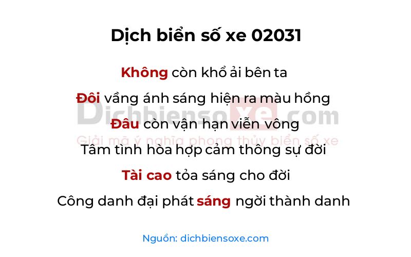 Dịch thơ biển số 02031