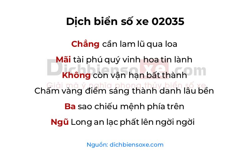 Dịch thơ biển số 02035
