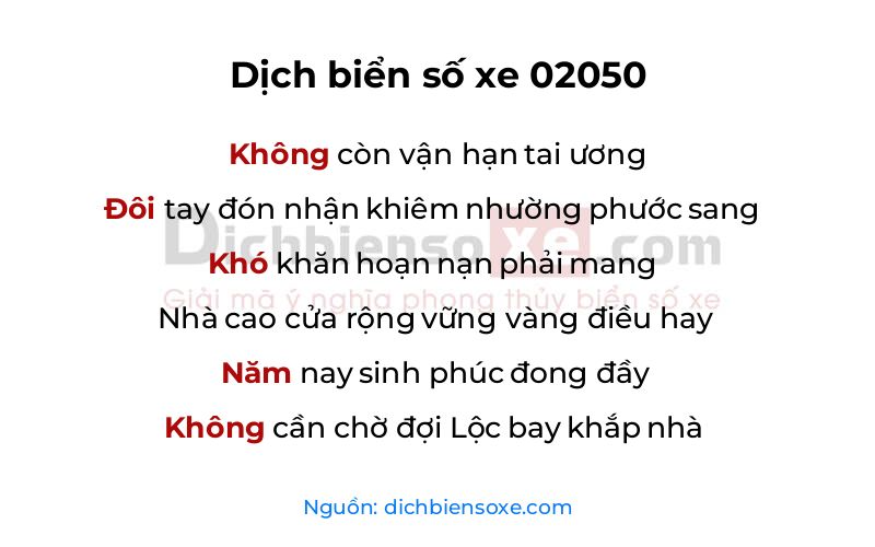 Dịch thơ biển số 02050