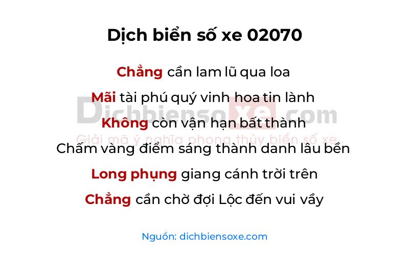 Dịch thơ biển số 02070