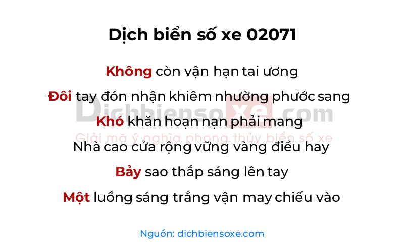Dịch thơ biển số 02071