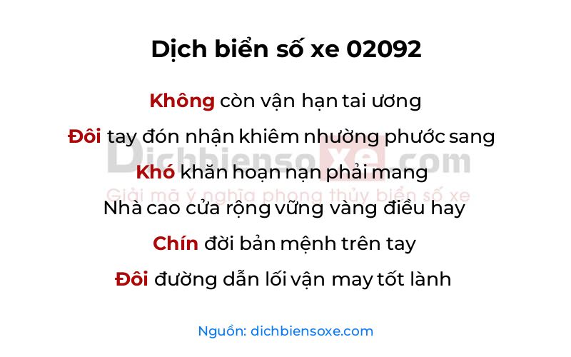 Dịch thơ biển số 02092
