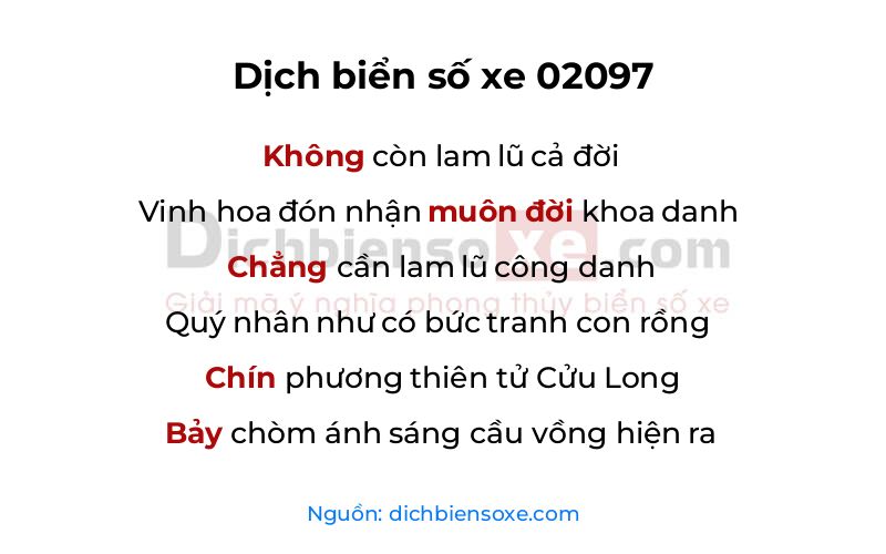 Dịch thơ biển số 02097