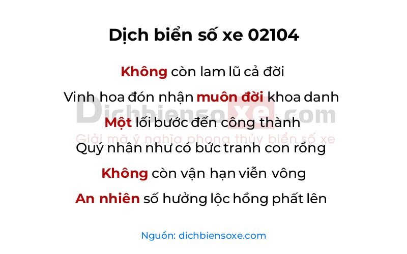 Dịch thơ biển số 02104