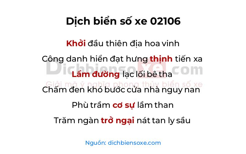 Dịch thơ biển số 02106