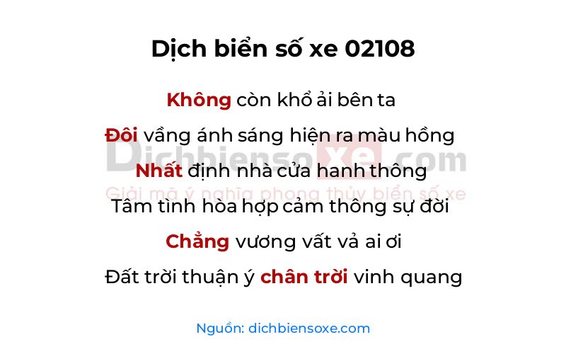 Dịch thơ biển số 02108