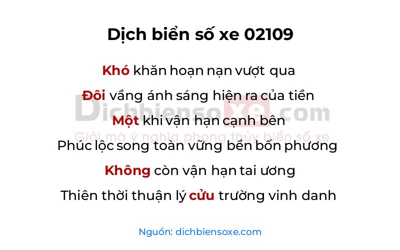 Dịch thơ biển số 02109