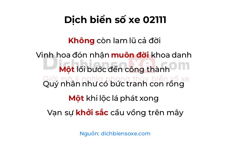 Dịch thơ biển số 02111