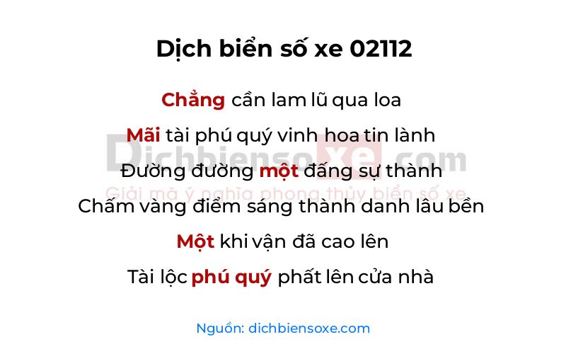 Dịch thơ biển số 02112