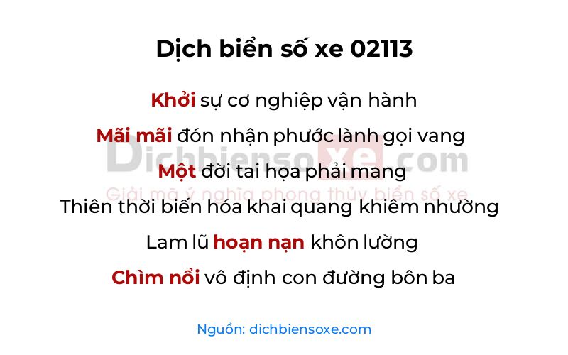 Dịch thơ biển số 02113