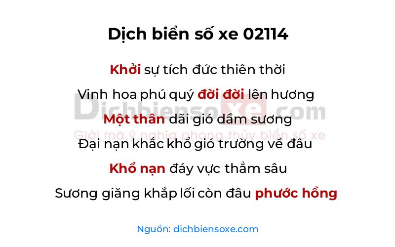 Dịch thơ biển số 02114