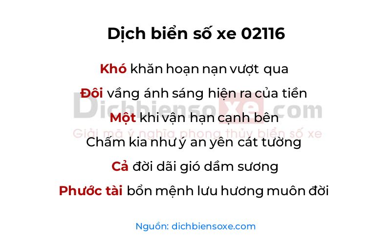 Dịch thơ biển số 02116
