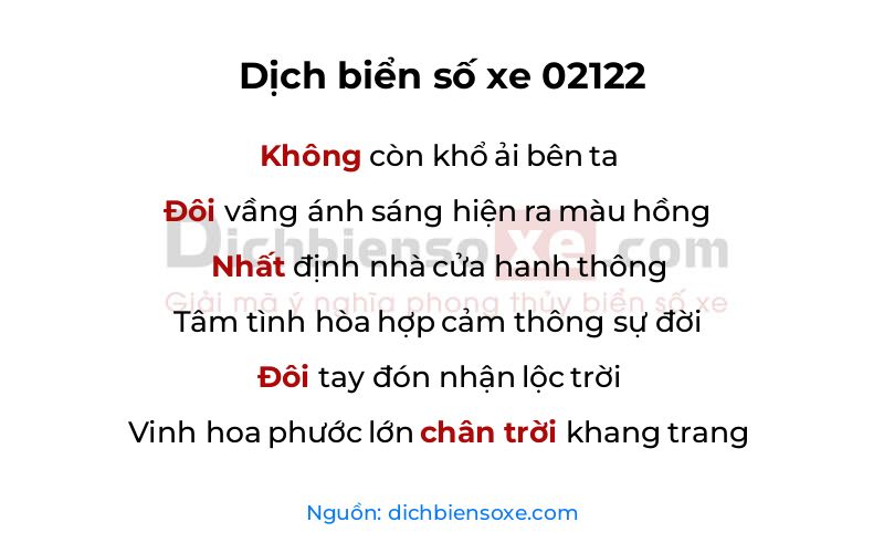 Dịch thơ biển số 02122