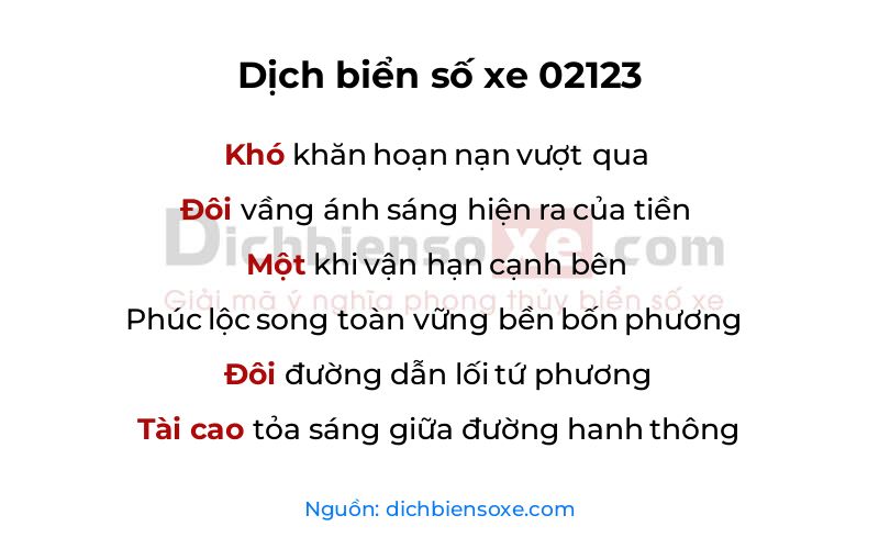 Dịch thơ biển số 02123