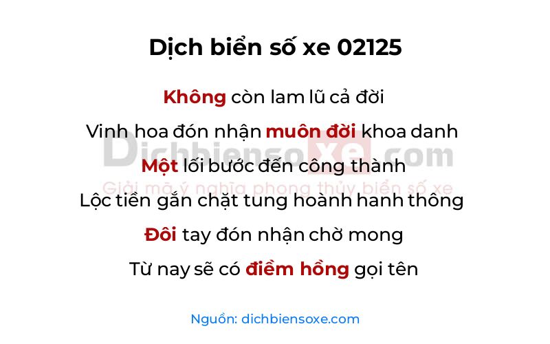 Dịch thơ biển số 02125
