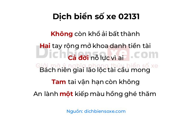 Dịch thơ biển số 02131