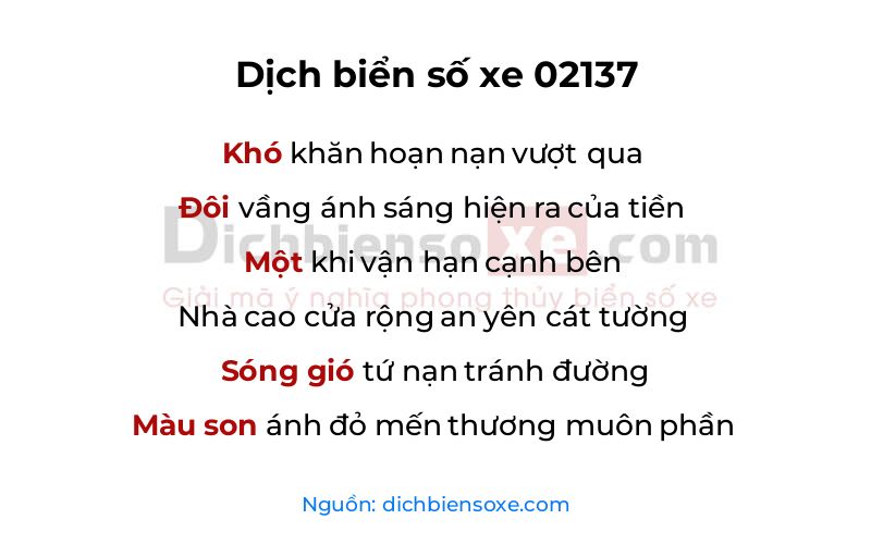 Dịch thơ biển số 02137