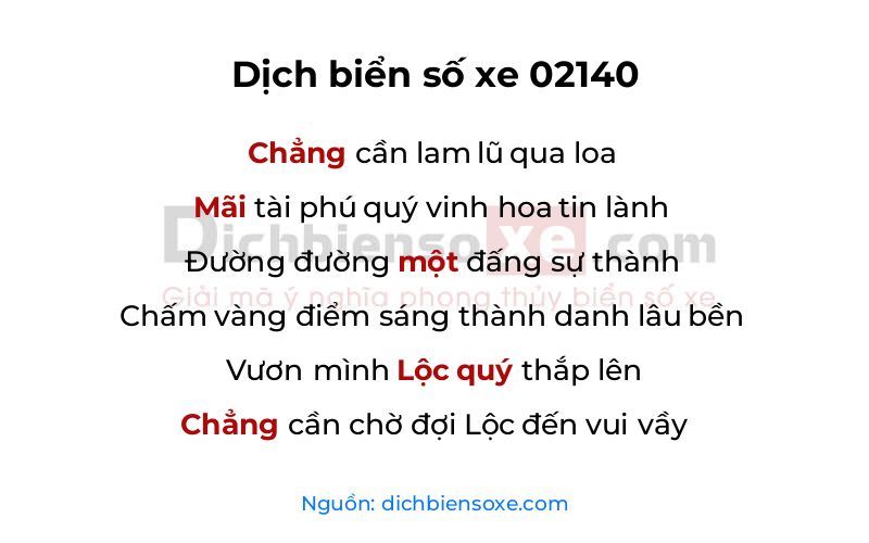 Dịch thơ biển số 02140
