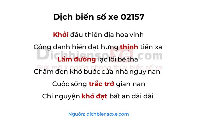 Dịch thơ biển số 02157