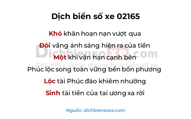 Dịch thơ biển số 02165