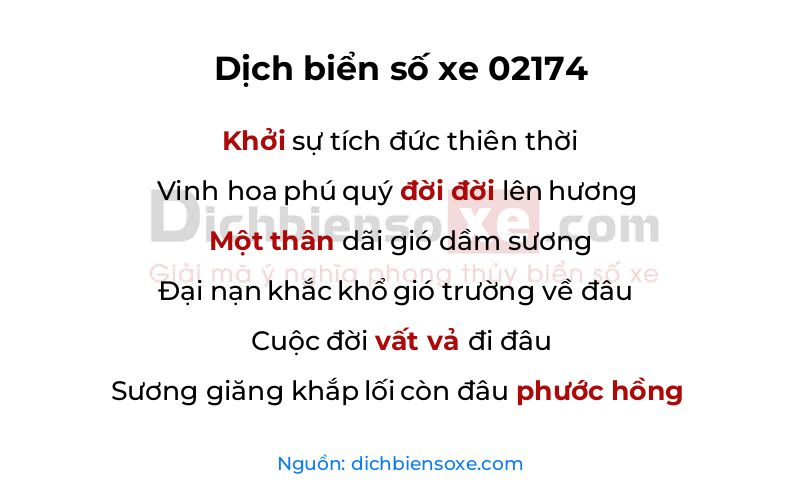 Dịch thơ biển số 02174