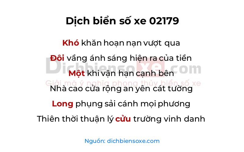 Dịch thơ biển số 02179