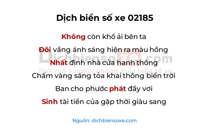 Dịch thơ biển số 02185