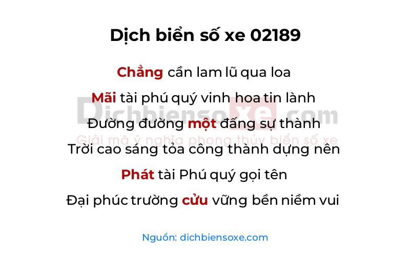 Dịch thơ biển số 02189