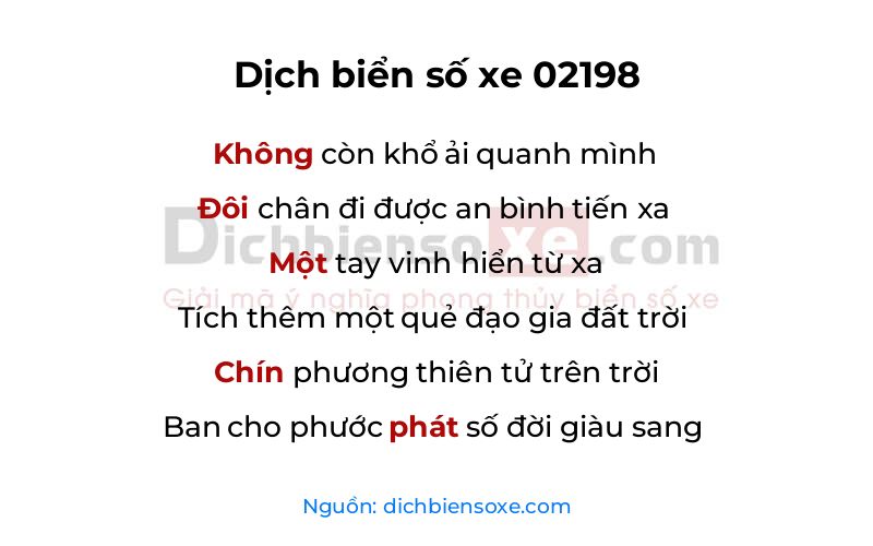 Dịch thơ biển số 02198