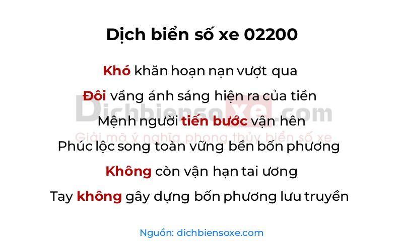 Dịch thơ biển số 02200