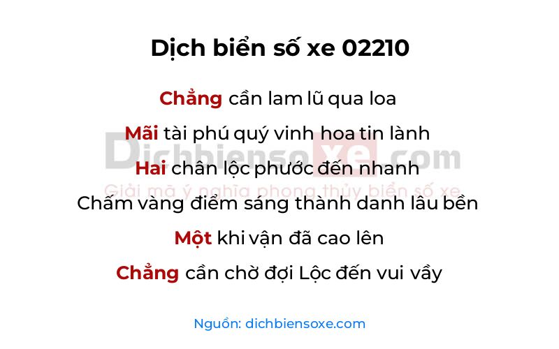 Dịch thơ biển số 02210