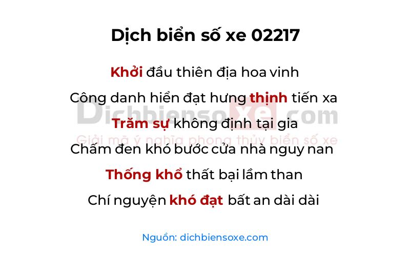 Dịch thơ biển số 02217