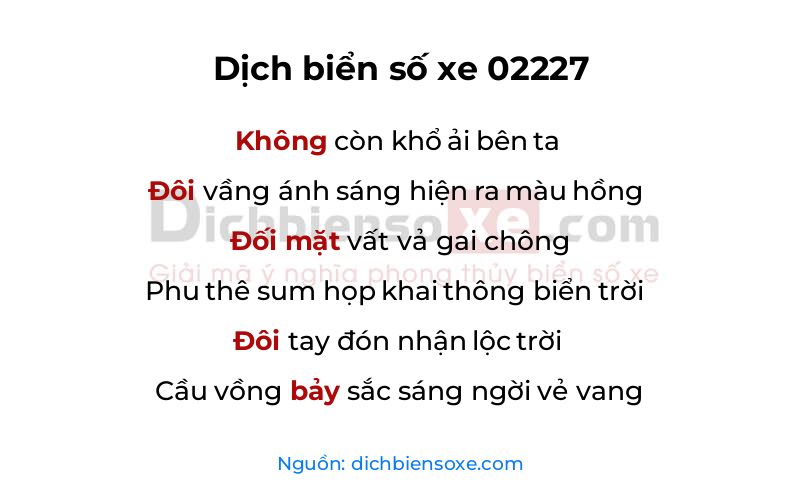 Dịch thơ biển số 02227