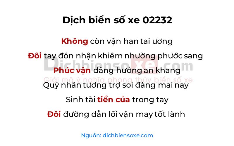 Dịch thơ biển số 02232