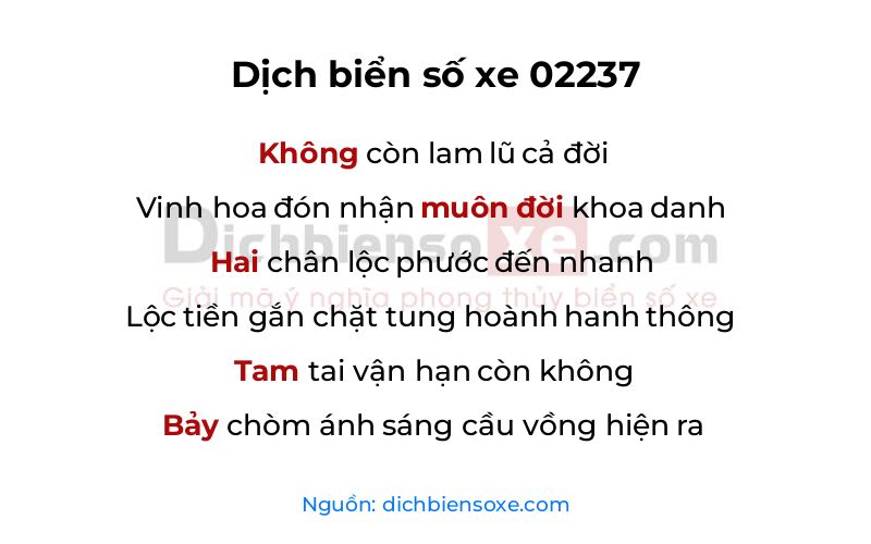 Dịch thơ biển số 02237