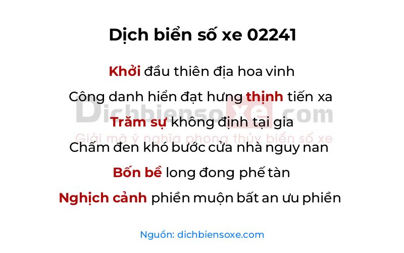 Dịch thơ biển số 02241