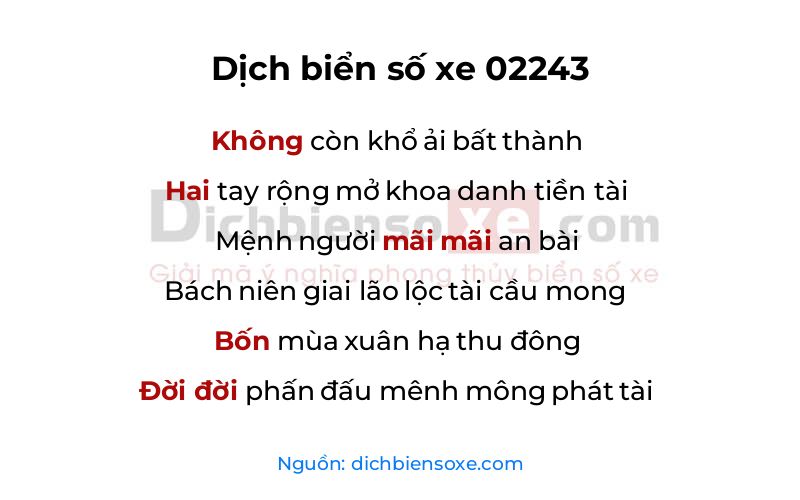 Dịch thơ biển số 02243