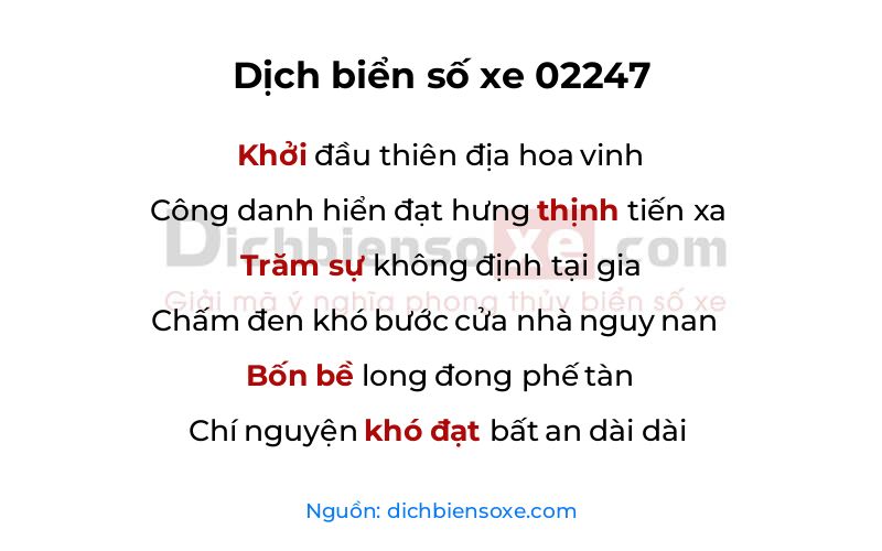 Dịch thơ biển số 02247