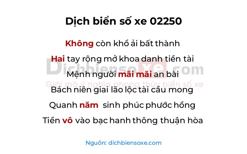 Dịch thơ biển số 02250