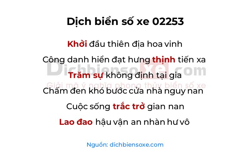 Dịch thơ biển số 02253