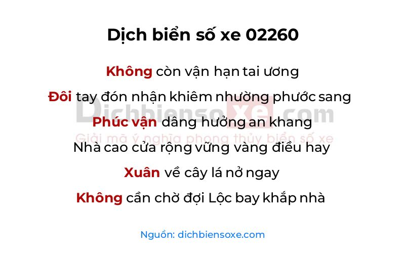 Dịch thơ biển số 02260