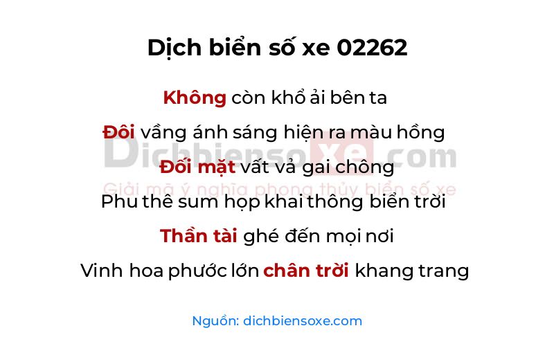 Dịch thơ biển số 02262