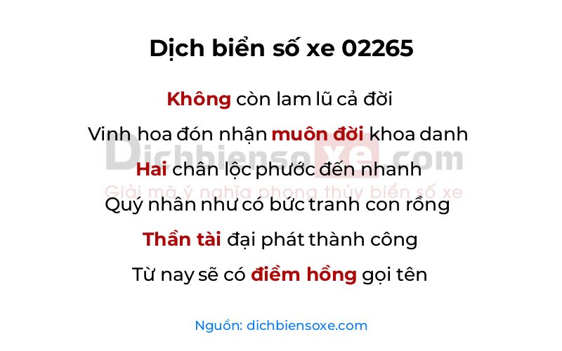 Dịch thơ biển số 02265