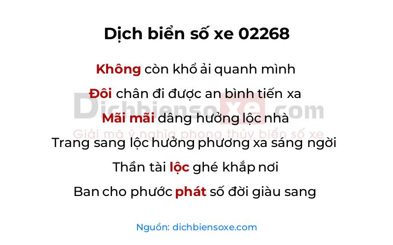 Dịch thơ biển số 02268