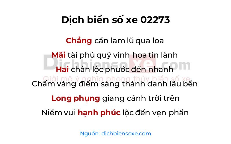 Dịch thơ biển số 02273