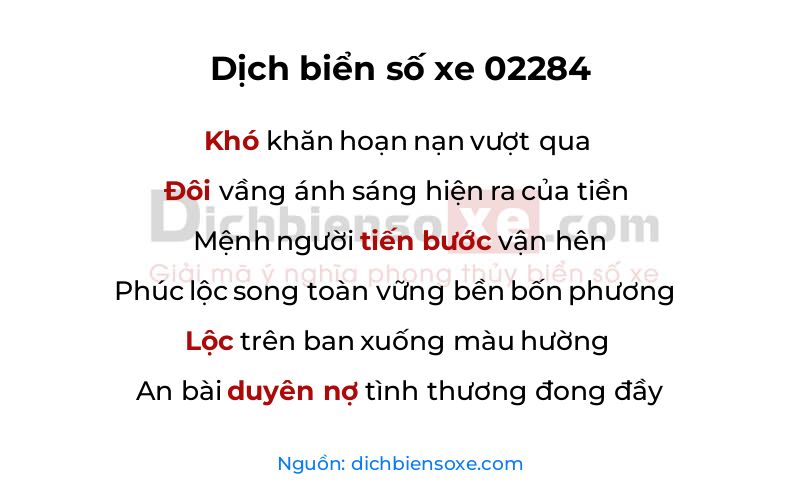 Dịch thơ biển số 02284
