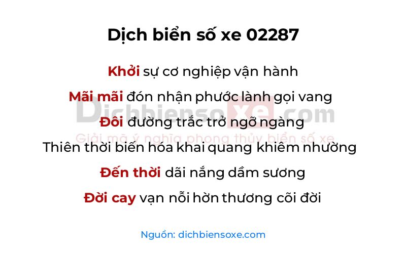 Dịch thơ biển số 02287