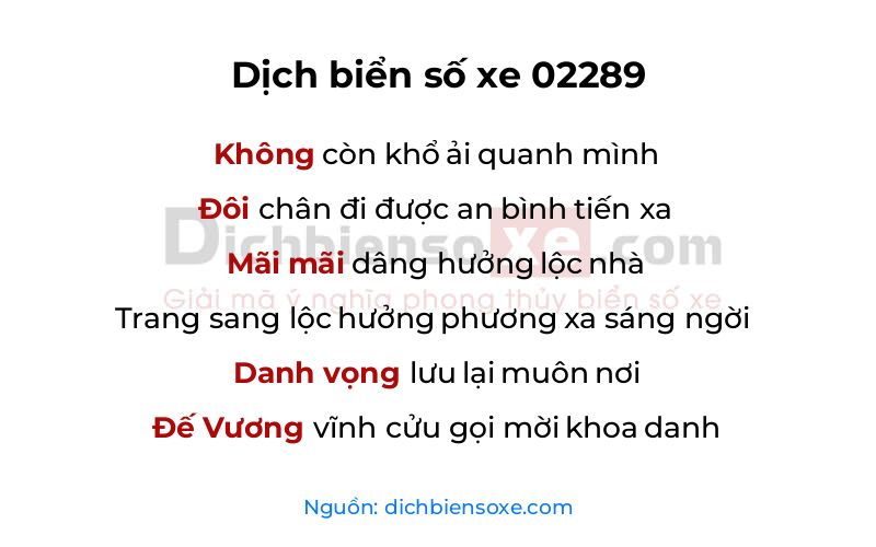 Dịch thơ biển số 02289